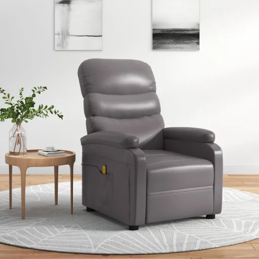 Sillón de Masaje de Cuero Sintético Gris