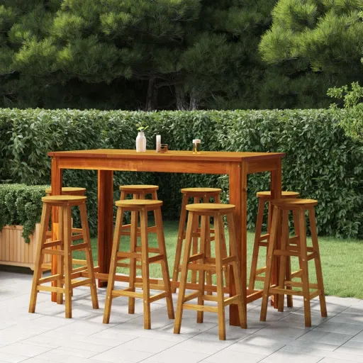 Taburetes de Barra de Cocina 8 Unidades Madera Maciza Acacia