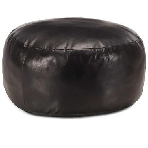 Puf Negro 60x30 cm Cuero Auténtico de Cabra