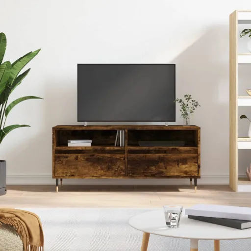Mueble de TV Madera Contrachapada Roble Ahumado 100x34,5x44,5cm