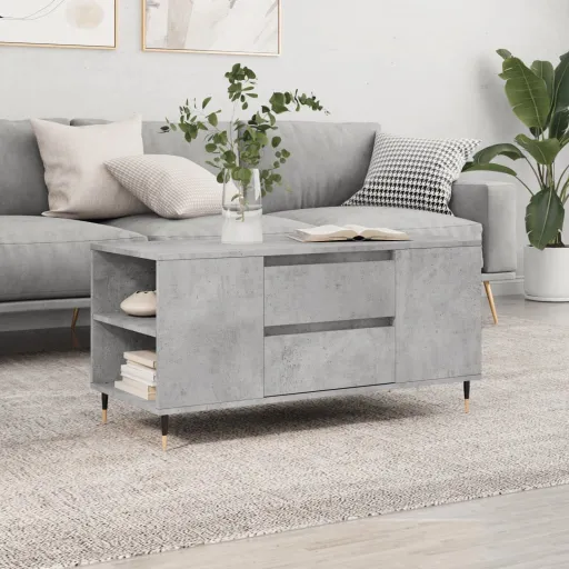 Mesa de Centro Madera Ingeniería Gris Hormigón 102x44,5x50 cm