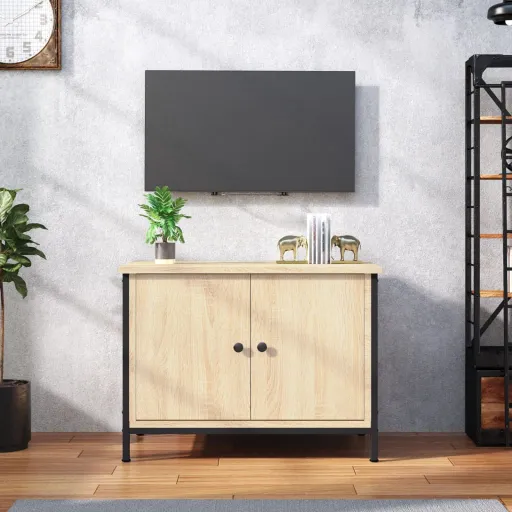 Mueble de TV Con Puertas Roble Sonoma 60x35x45 cm Madera de Ingeniería