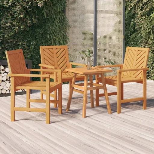 Sillas de Comedor Para Jardín 3 Uds Madera Maciza Acacia