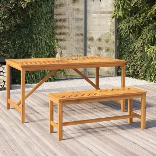Banco de Jardín Madera Maciza de Acacia 110 cm