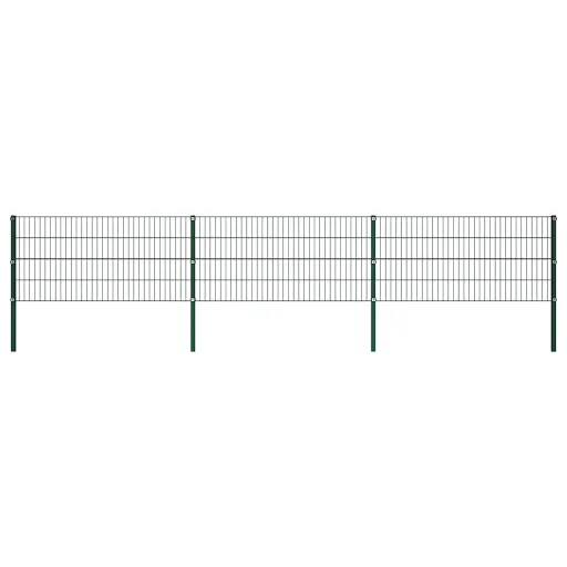 Panel de Valla Con Postes de Hierro 522x80 cm Verde