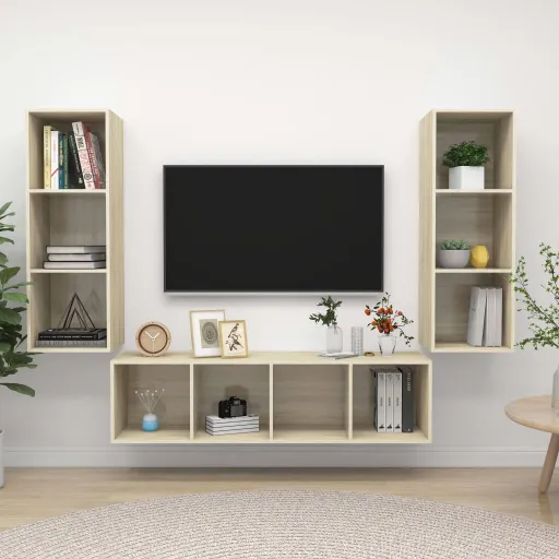 Juego de Muebles de Salón 3 Pzas Madera Ingeniería Roble Sonoma
