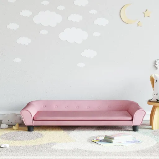 Sofá Para Niños de Terciopelo Rosa 100x50x26 cm