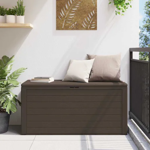 Caja de Almacenamiento de Jardín Marrón 116x44x55 cm