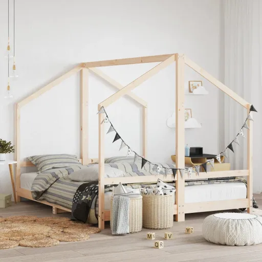 Estructura de Cama Infantil Madera Maciza de Pino 2x(80x200) cm