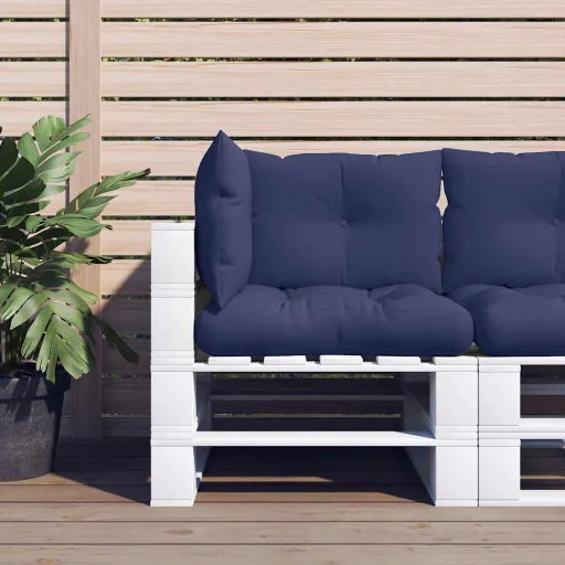 Cojines Para Muebles de Palets 3 Uds Tela Oxford Azul Marino