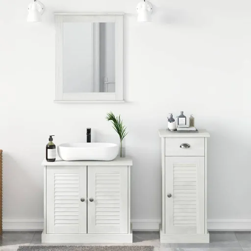 Juego de Muebles de Baño   Antiguo Madera de Pino Macizo (3 pcs)