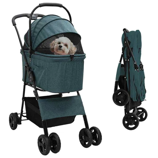 Carrito Plegable Para Mascotas Verde 81 x 47 x 99 cm Poliéster