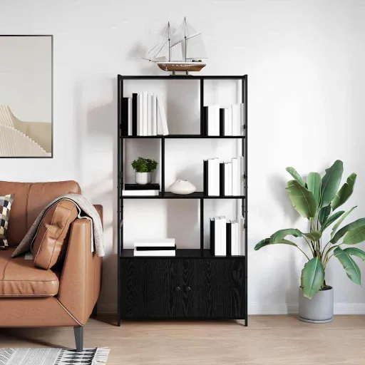 Estante de Libros Roble Negro 80 x 30 x 155,5 cm