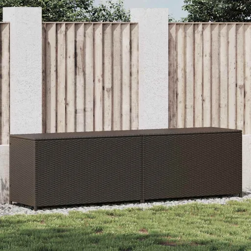 Caja de Almacenaje Jardín Ratán Sintético Marrón 200x50x60 cm