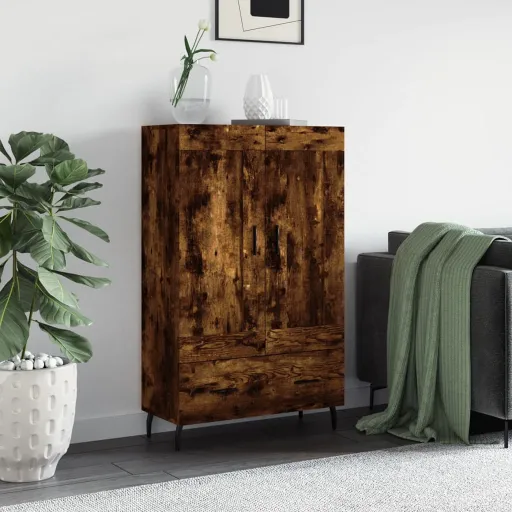 Aparador Alto Madera de Ingeniería Roble Ahumado 69,5x31x115 cm