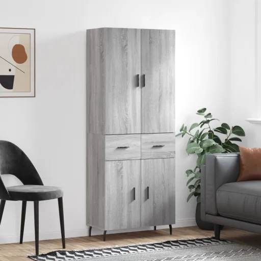 Aparador Alto Madera Contrachapada Gris Sonoma 69,5x34x180 cm