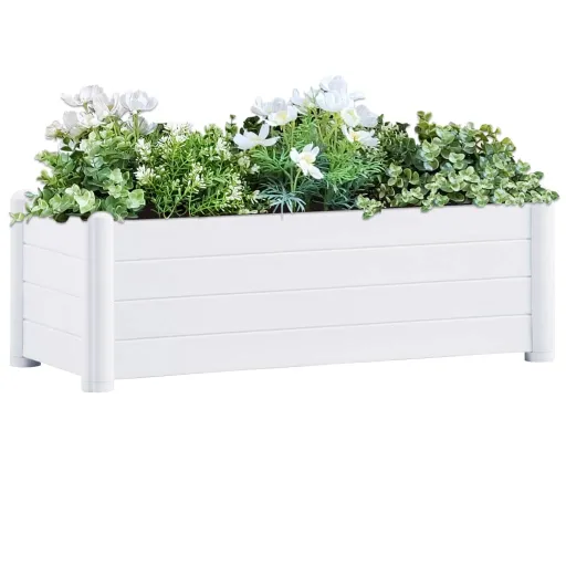 Arriate Elevado de Jardín PP Blanco 100x43x35 cm