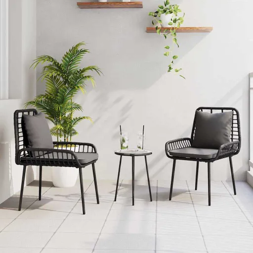Conjunto de Comedor de Jardín   Negro y Antracita (3 pcs)