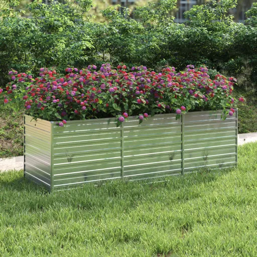 Arriate de Acero Galvanizado Plateado 240x80x77 cm