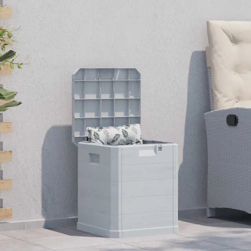 Caja de Almacenamiento de Jardín 90 L Gris Claro
