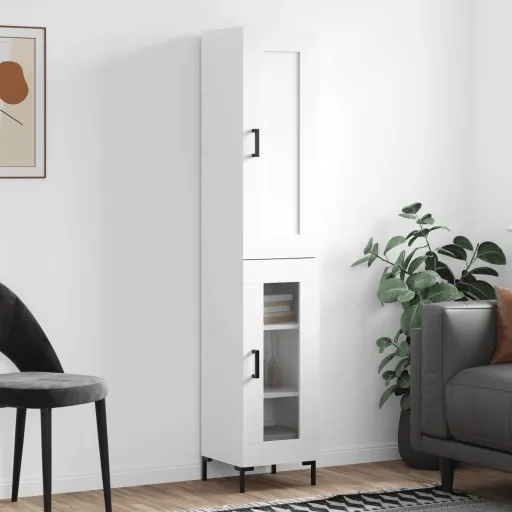 Aparador Alto Madera Contrachapada Blanco 34,5x34x180 cm