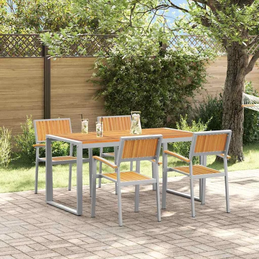 Conjunto de Comedor de Jardín   Gris (5 pcs)