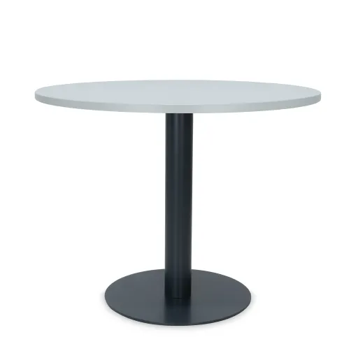 Mesa de Reunión Redonda 1000x750 mm – Tapa Gris en Melamina, Estructura Negra