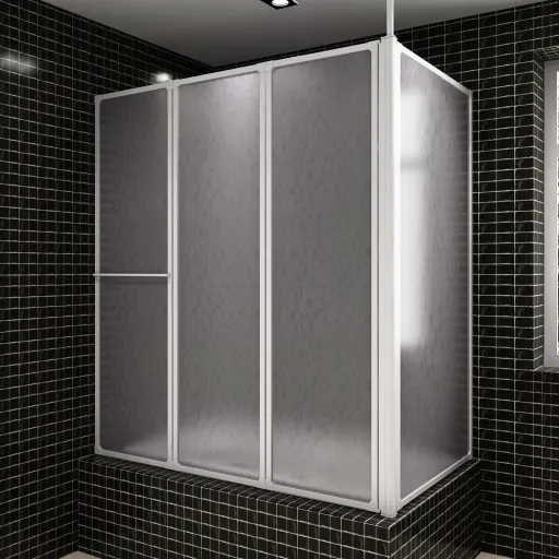 Mampara de Ducha de Pared en Forma L 4 Paneles Plegables 70x120x137 cm