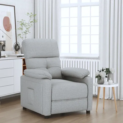 Sillón Reclinable de Tela Gris Claro