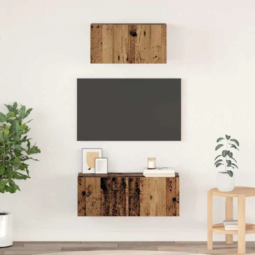 Conjunto de Mueble de TV   Madera Envejecida (2 pcs)