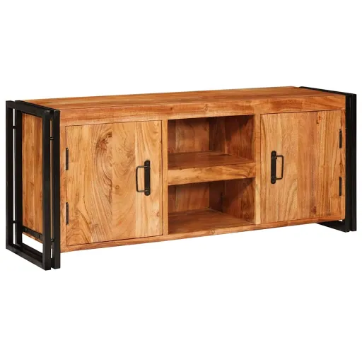 Mueble de TV Marrón 120 x 33 x 50 cm Madera Maciza de Acacia