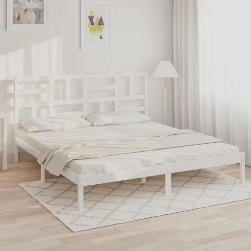 Estructura de Cama Sin Colchón Madera Maciza Blanco 180x200 cm
