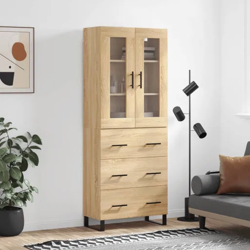 Aparador Alto Madera Contrachapada Color Roble 69,5x34x180 cm
