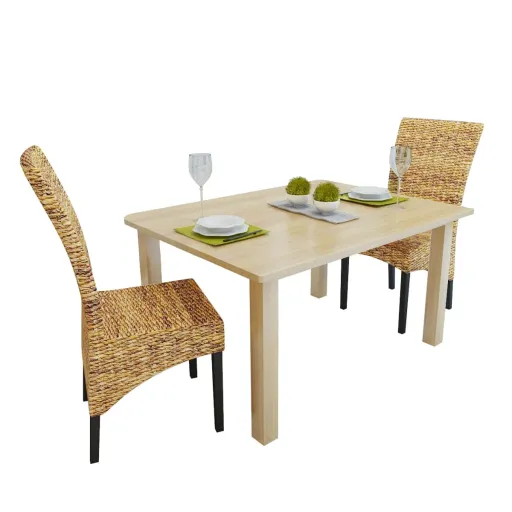 Sillas de Comedor 2 Unidades Madera Maciza de Mango y Abacá