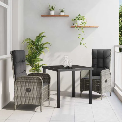 Conjunto de Comedor de Jardín   Gris Ratán Sintético (3 pcs)