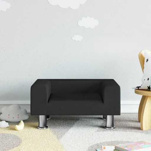 Sofá Para Niños de Terciopelo Negro 50x40x26,5 cm