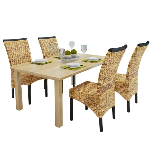 Sillas de Comedor 4 Uds Abacá y Mango Macizo