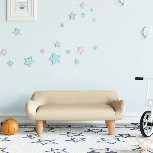 Sofá Para Niños de Tela Crema 70x40x24 cm