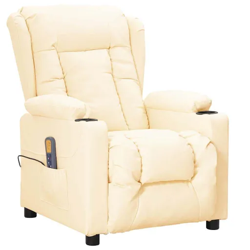 Sillón de Masaje de Cuero Sintético Crema