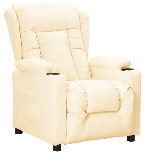 Sillón Reclinable de Cuero Sintético Crema