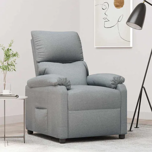 Sillón Reclinable de Tela Gris Claro