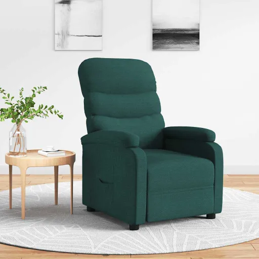 Sillón Reclinable de Tela Verde Oscuro