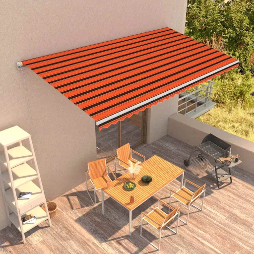Toldo Automático Retráctil Naranja y Marrón 600x300 cm