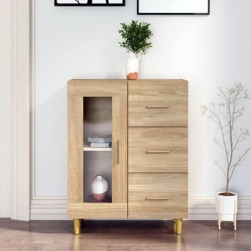 Aparador de Madera de Ingeniería Roble Sonoma 69,5x34x90 cm