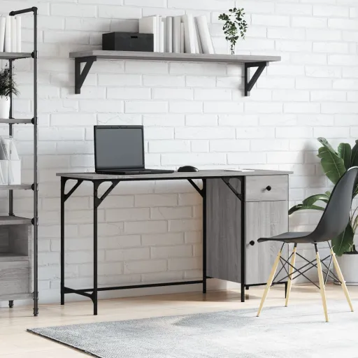 Escritorio Ordenador Madera Ingeniería Sonoma Gris 131x48x75 cm