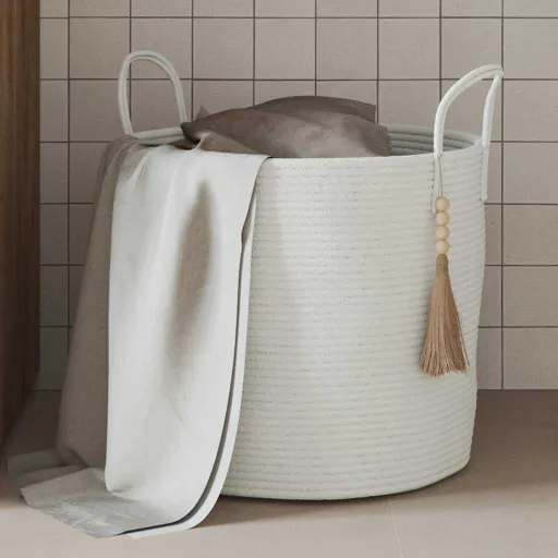 Cesta de Almacenaje Algodón Blanco Ø40x35 cm
