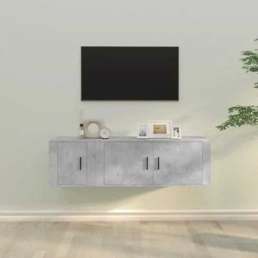 Set de Muebles de TV 2 Pzas Madera Contrachapada Gris Hormigón