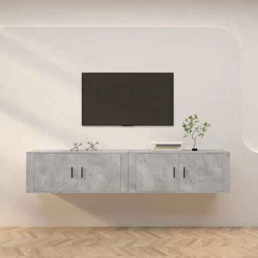 Muebles Para TV de Pared 2 Uds Gris Hormigón 100x34,5x40 cm