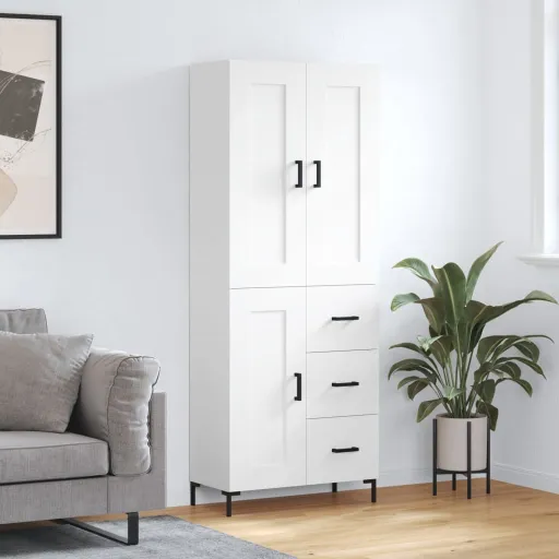 Aparador Alto Madera Contrachapada Blanco 69,5x34x180 cm