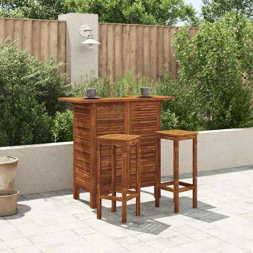 Mesa Alta de Bar de Madera de Acacia Maciza 110x50x105 cm